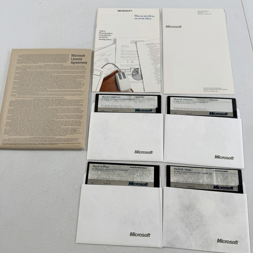 Vintage Microsoft Mouse & Paintbrush 5.25" Floppy Diskette‎ 1987
